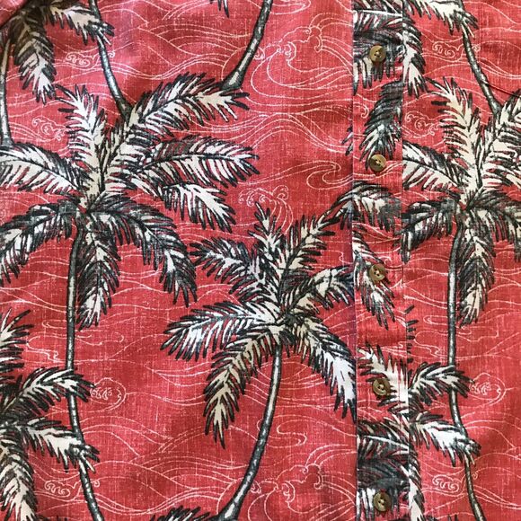 Reyn Spooner Red Cotton Trpoical Palm Tree Casual Mens Shirt - L - Picture 3 of 7